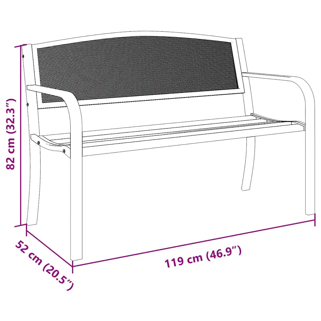 Panchina da Giardino | Panca da Giardino 119 cm Nera in Acciaio