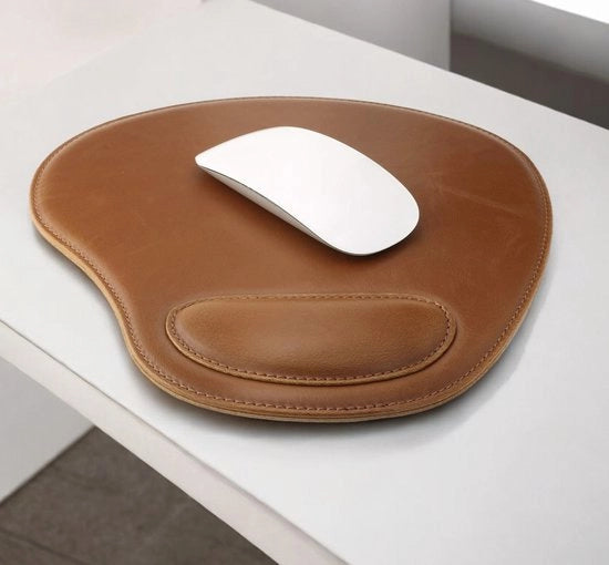 Tappetino da Mouse con Supporto in Pelle Oval (Camoscio Scuro)