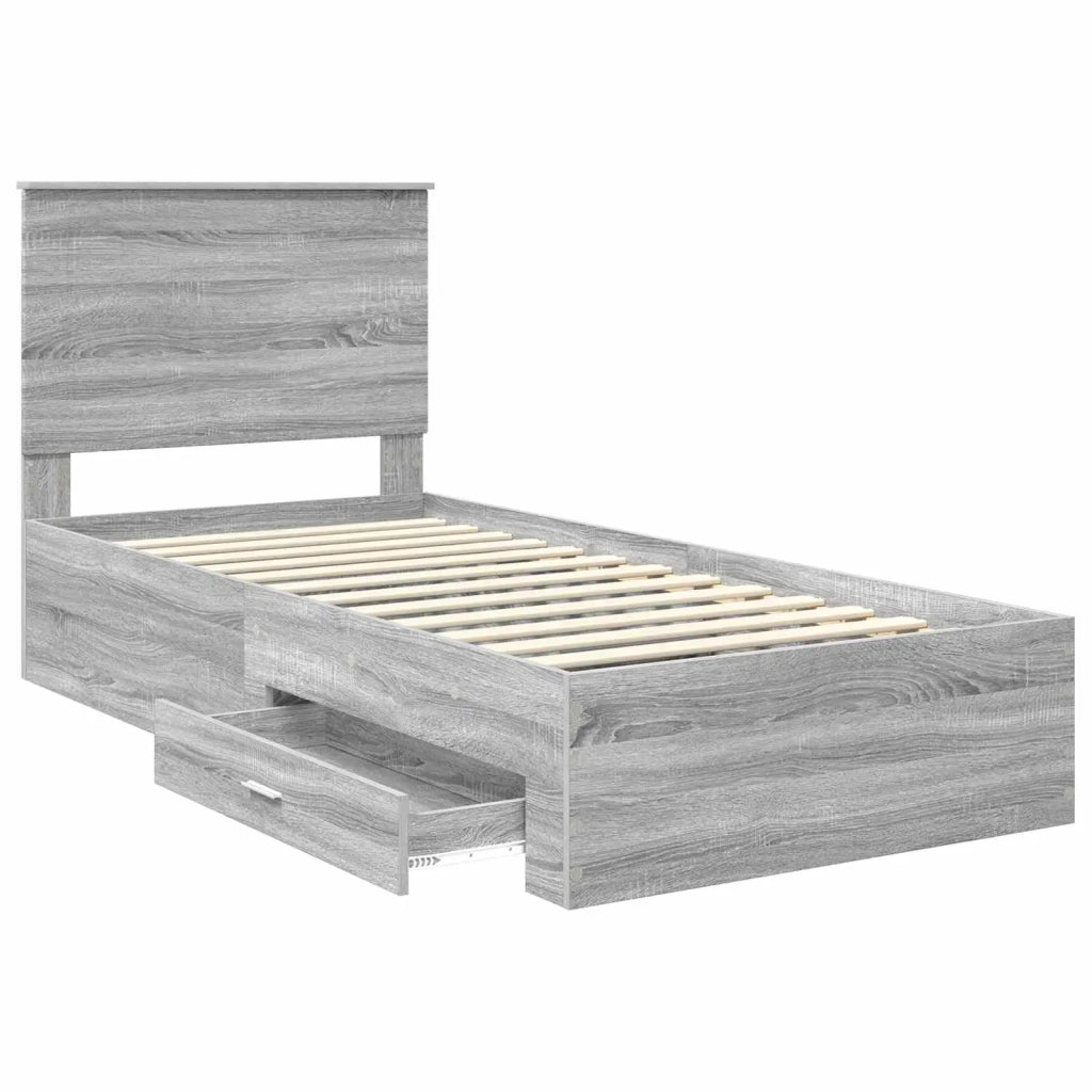 Struttura del letto Grigio Sonoma e Argento 75 x 190 cm