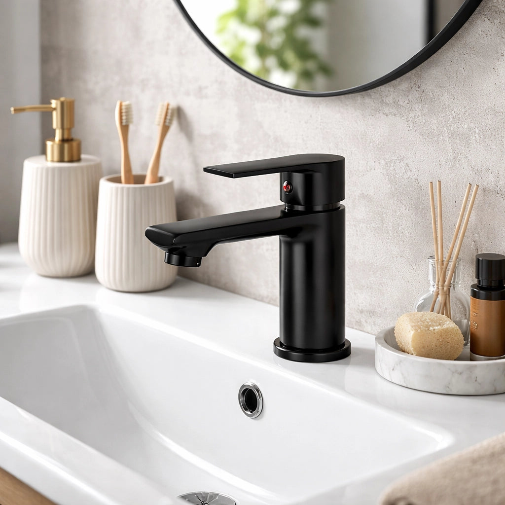 Miscelatore Rubinetto Lavabo Bagno Nero Opaco Miscelatore Monocomando 94007