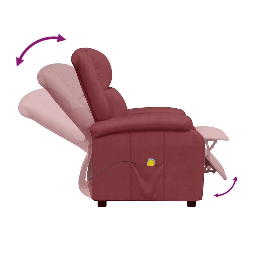 Poltrona Massaggiante | Sedia Relax Rosso Vino in Similpelle