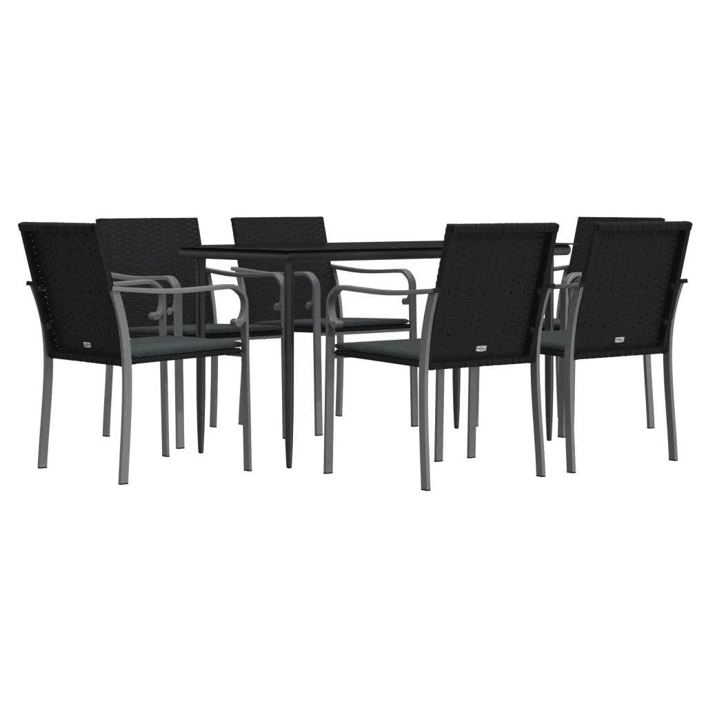 Set Pranzo da Giardino 7 pz con Cuscini in Polyrattan e Acciaio 3186944