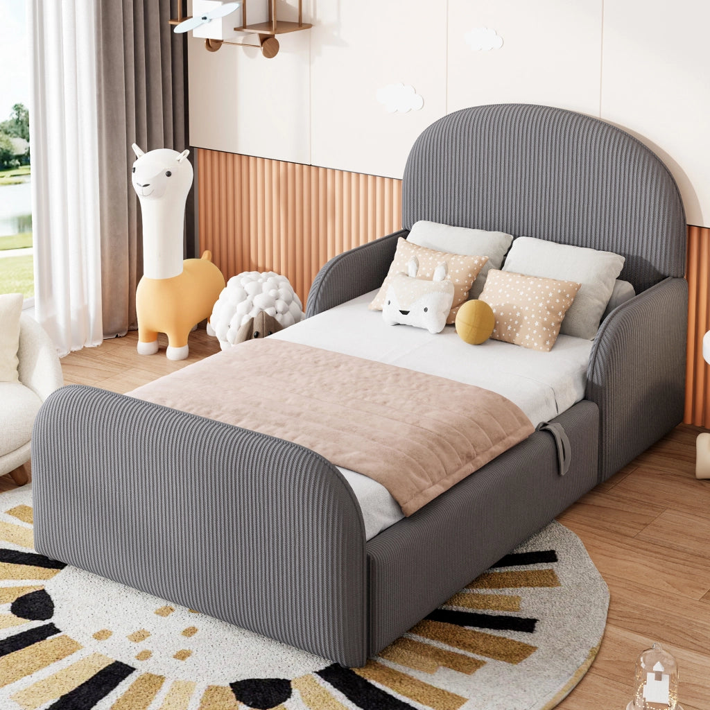 LETTO Contenitore idraulico 90x200 cm in velluto grigio
