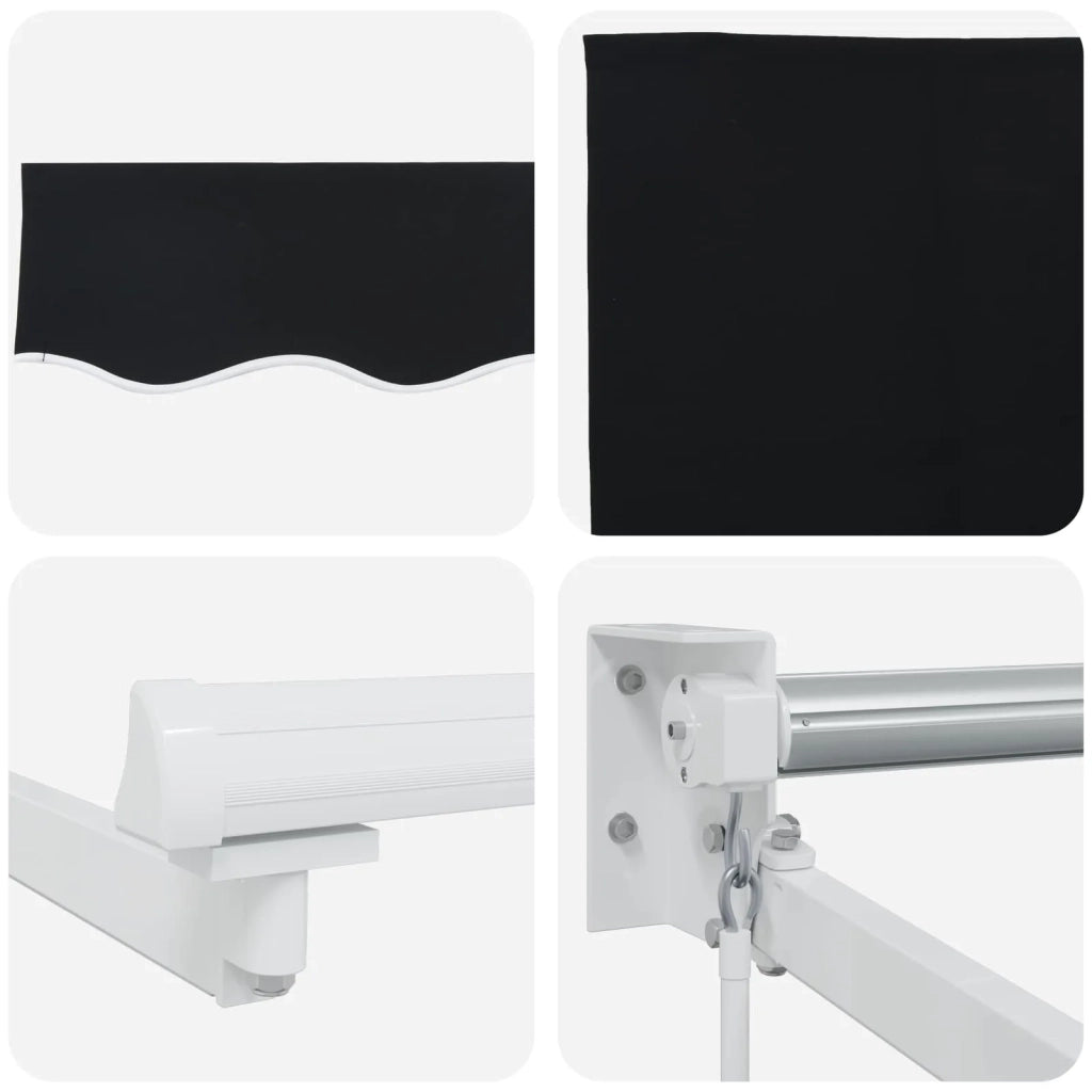 Tenda retrattile manuale con LED Nero e Bianco 3 x 2,5 m 3419258
