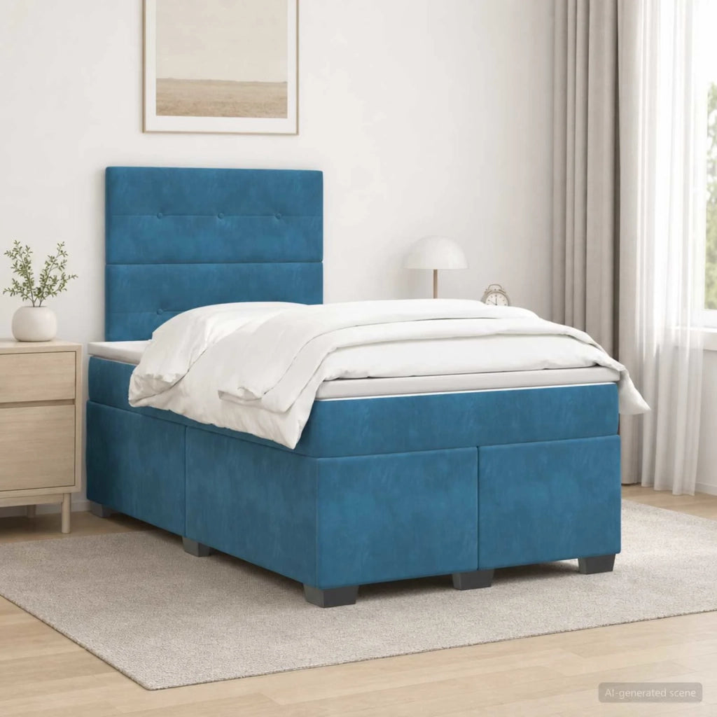 Letto box spring con materasso Blu 120 x 190 cm Velluto 3453606