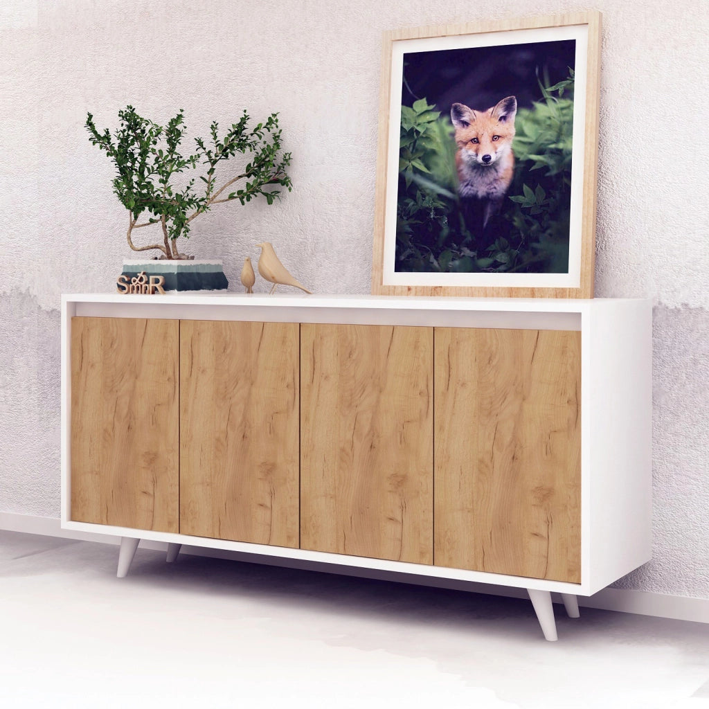 Credenza in legno "Nossa" - 140 x 40 x 86 cm - Marrone