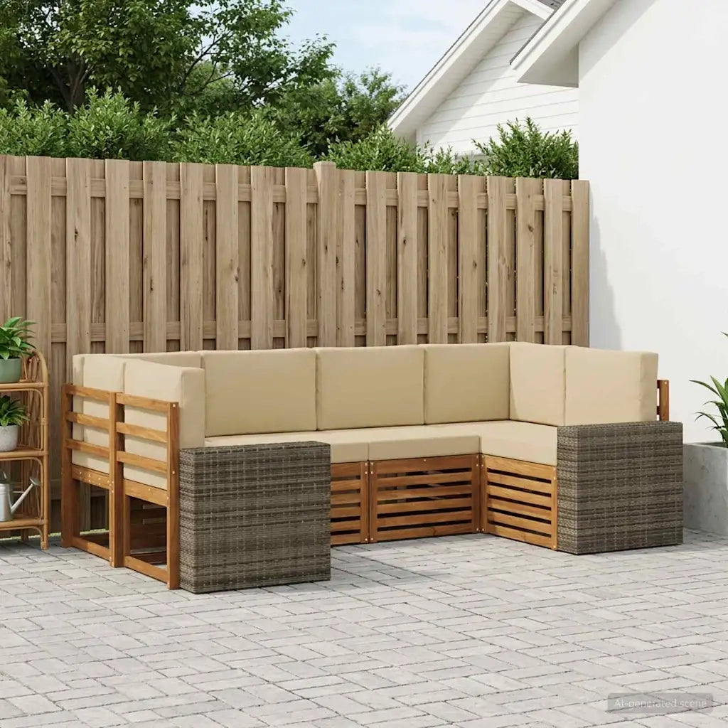 Set divano sezionale 6 pcs Naturale e Beige Poliestere 3384789