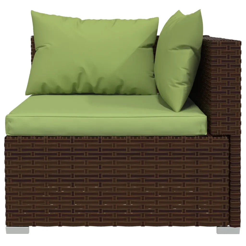 Set Divani da Giardino 5 pz con Cuscini in Polyrattan Marrone 3102188