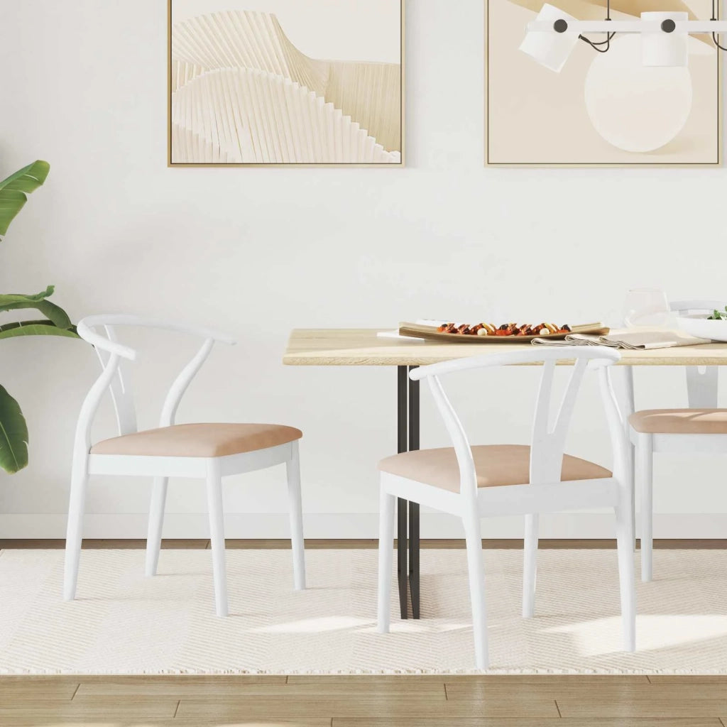 Sedia da pranzo 2 pcs Bianco e marrone Legno di gomma solido 42020418