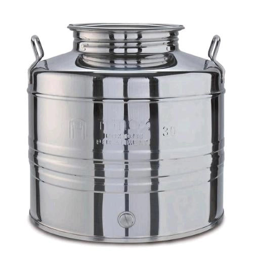 Contenitore Bidone Fusto In Acciaio Inox per Olio 15 Litri con Rubinetto