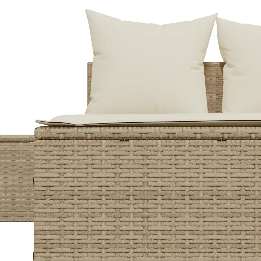 Lettino Prendisole | Sdraio da giardino | Lettino da sole con Cuscini Beige in Polyrattan