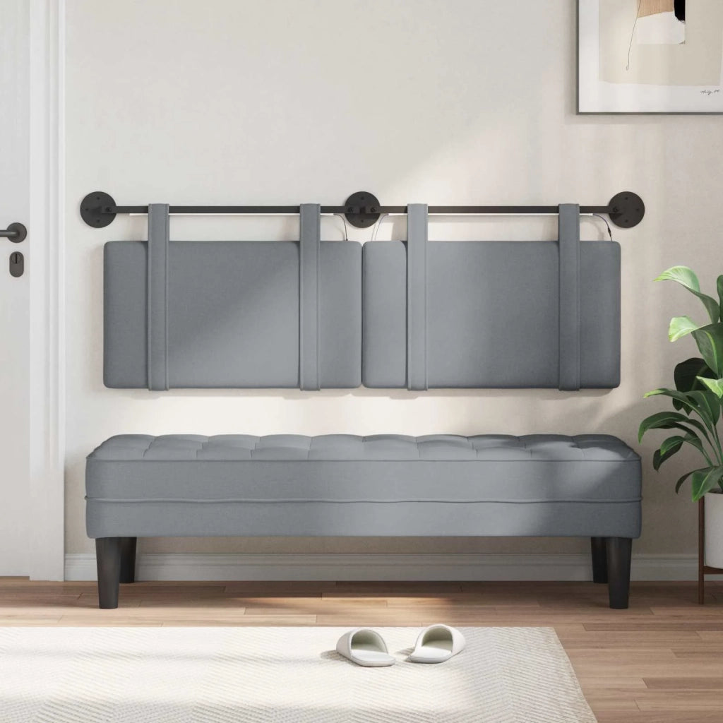 Testiera | Testata sospesa Con luce LED Grigio Chiaro Tessuto