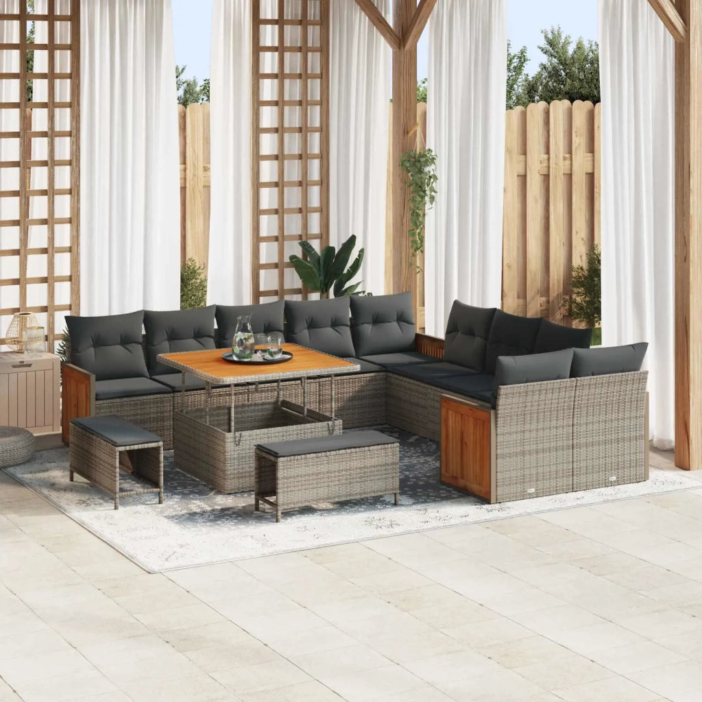 Set Divano da Giardino con cuscino 13 pcs Grigio 3363228