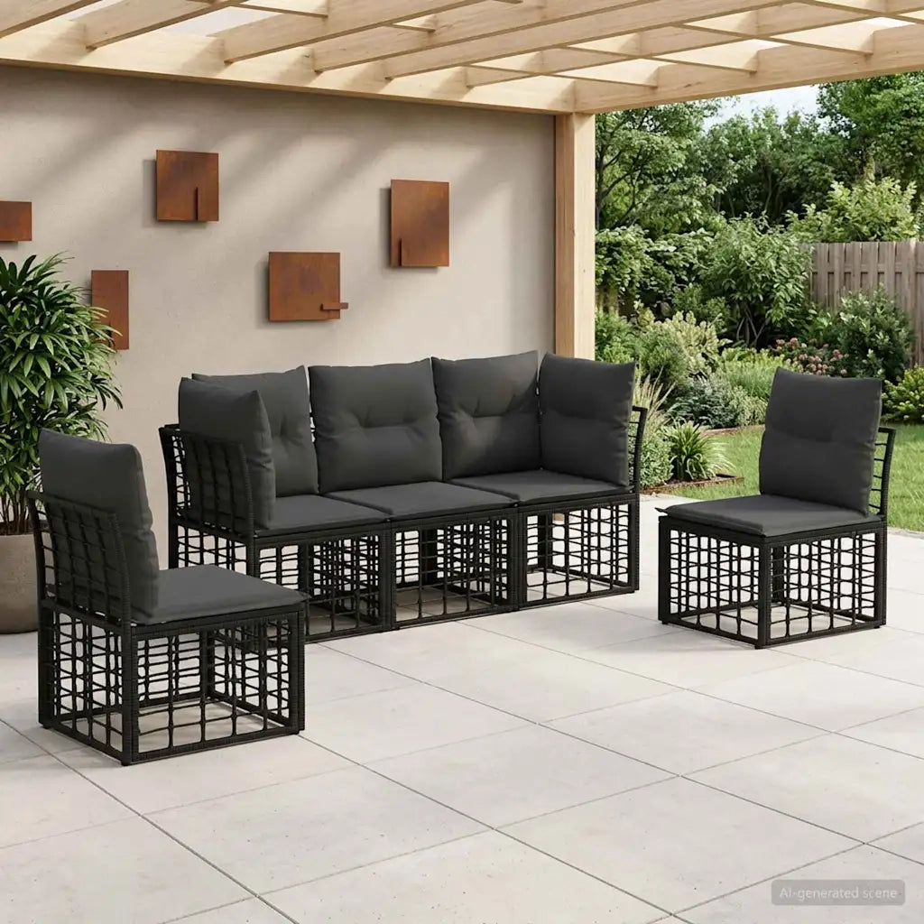 Set di divani da esterno Nero Poliestere 3437425