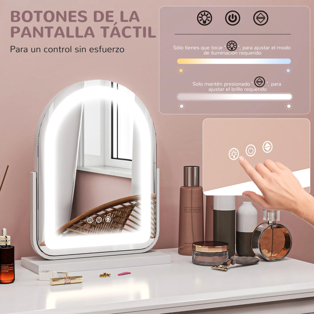 Specchio da Trucco con Luce LED ¨C Minimal ¨C 33x12x44,5 cm Bianco
