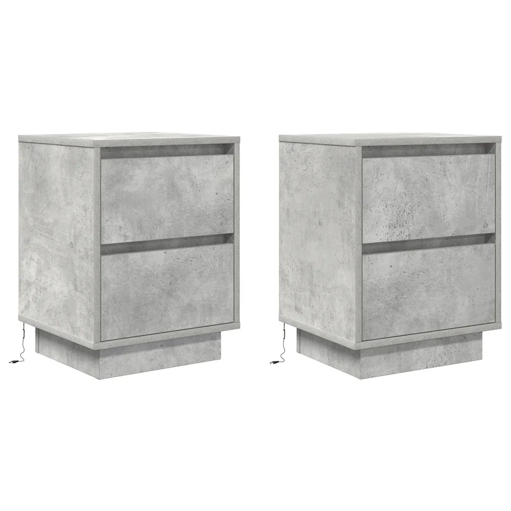 Comodini con Luci a LED 2 pz Grigio Cemento 38x34x50 cm 861290