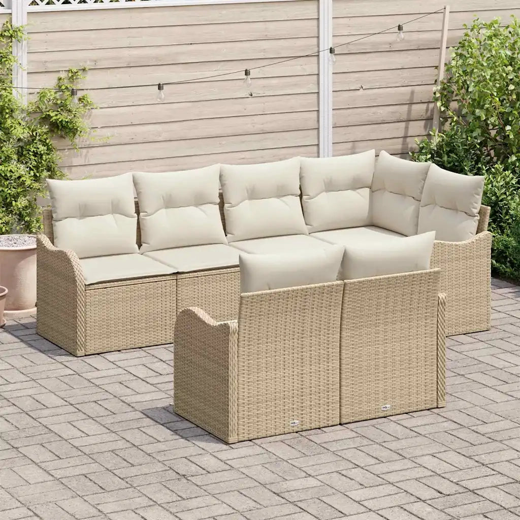 Set Divano da Giardino 7 pcs Beige Poly Rattan 3354410