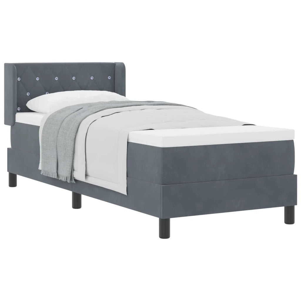 Letto a molle con materasso Grigio scuro 200 x 80 cm Poliestere
