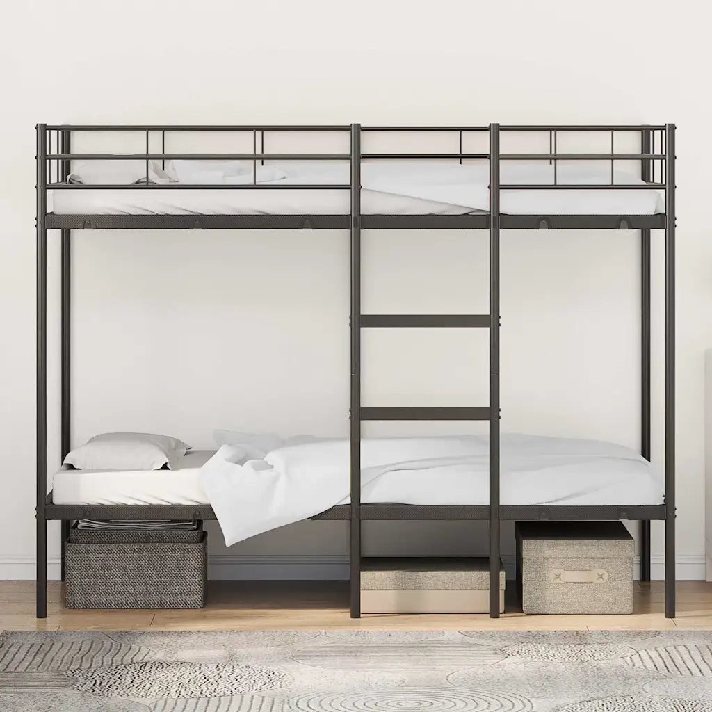 Letto a Castello senza Materasso-Struttura Letto a Castello Nero 100x190 cm in Acciaio