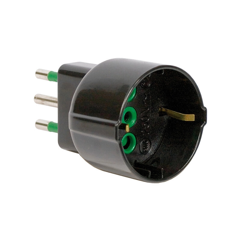 FME 82.121 ADATTATORE 10A 2P+T SCHUKO NERO