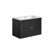 Mobile sottolavabo NOXERA 80 cm – Nero opaco – Lavabo incassato + sifone