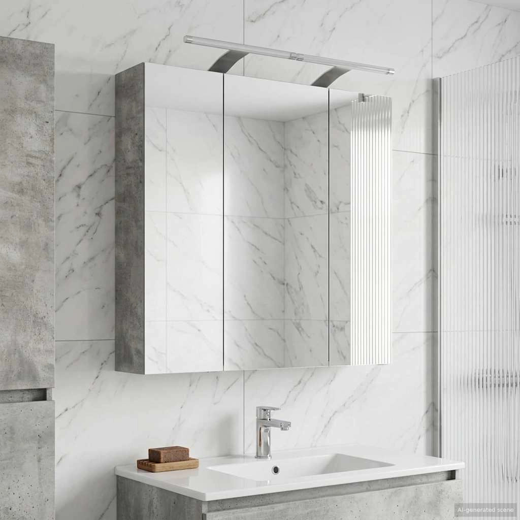 Mobiletto per specchio da bagno Grigio cemento 889098