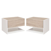 Set 2 Comodini Sospesi 46x30x30 cm in Truciolato Rovere e Bianco