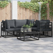 Set Divano da Giardino con cuscino 5 pcs Nero Alluminio