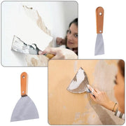 Schraper per Pareti 4 Pezzi - Schraper per Dipinti - Schraper per Olio - Acciaio Inossidabile/Legno - Manico Ergonomico - Utilizzo Multifunzionale - Spatola per Smaltimento Vernici