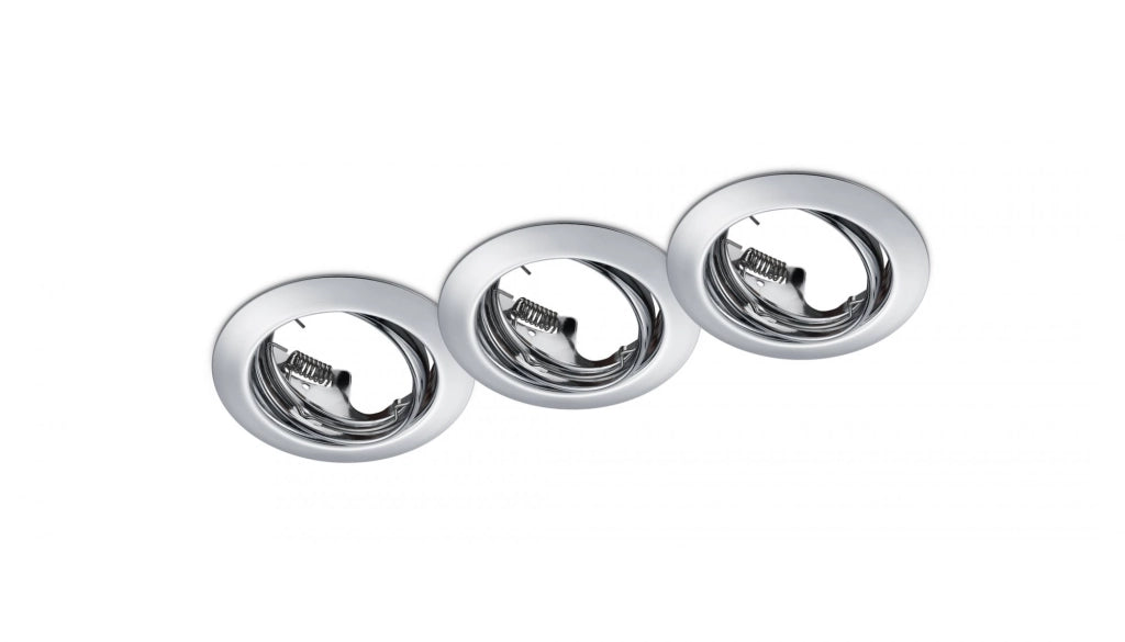 JURA KIT 3 FARETTI DA INCASSO ROTONDI ORIENTABILI CROMATI D. 8,3CM ATTACCO GU10