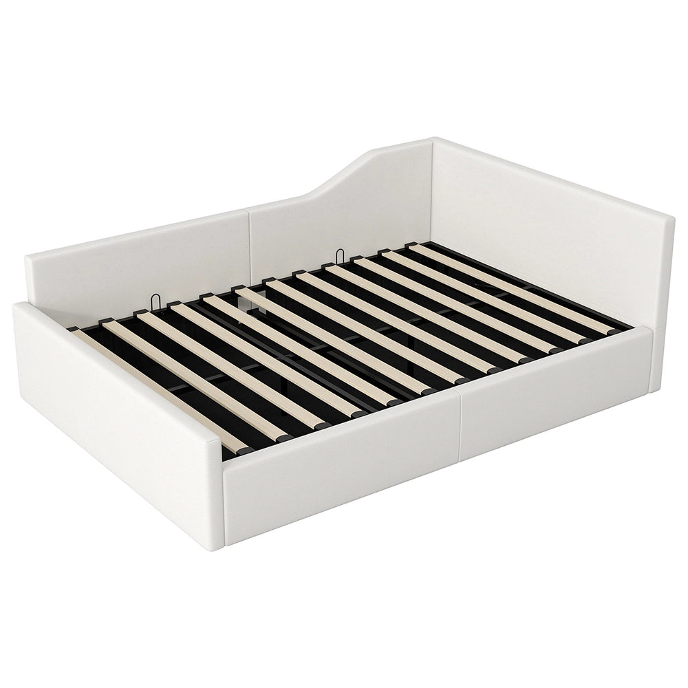 Letto imbottito - Xylo - 140x200cm con contenitore, beige