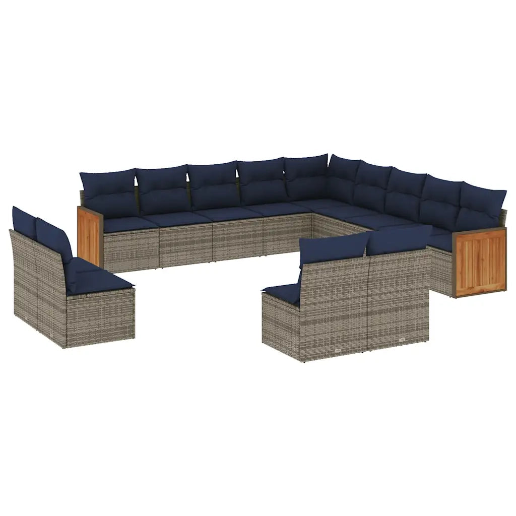 Set Divani da Giardino 13 pz con Cuscini Grigio in Polyrattan 3228168