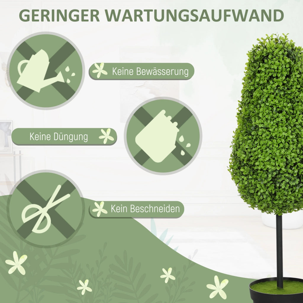 Set 2 Pezzi Pianta Artificiale Buxus in Vaso ¨C Minimal ¨C Verde 90cm