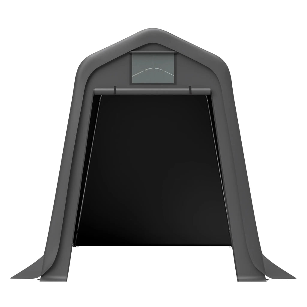 Capanno Deposito 245x183x217cm Grigio, PE Impermeabile con Avvolgibili, Resistente a UV e Vento, Montaggio Semplice, Ideale per Attrezzi, Bici o Auto