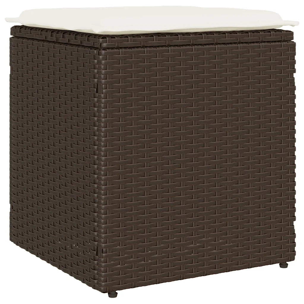 Sgabelli Giardino con Cuscini 2pz Marrone 40x40x43cm Polyrattan 4104040