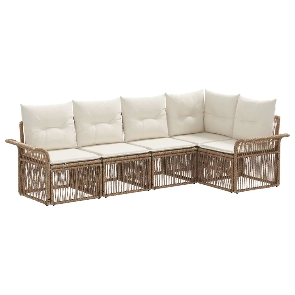 Set Divano da Giardino 5 pz Beige polyrattan 3434829