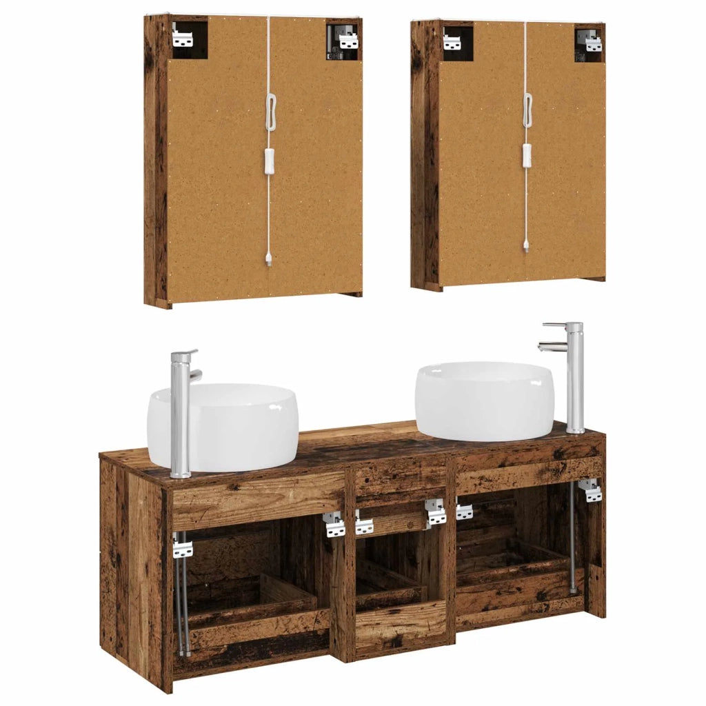 Set di mobili per il bagno 5 pz Legno antico 3407053