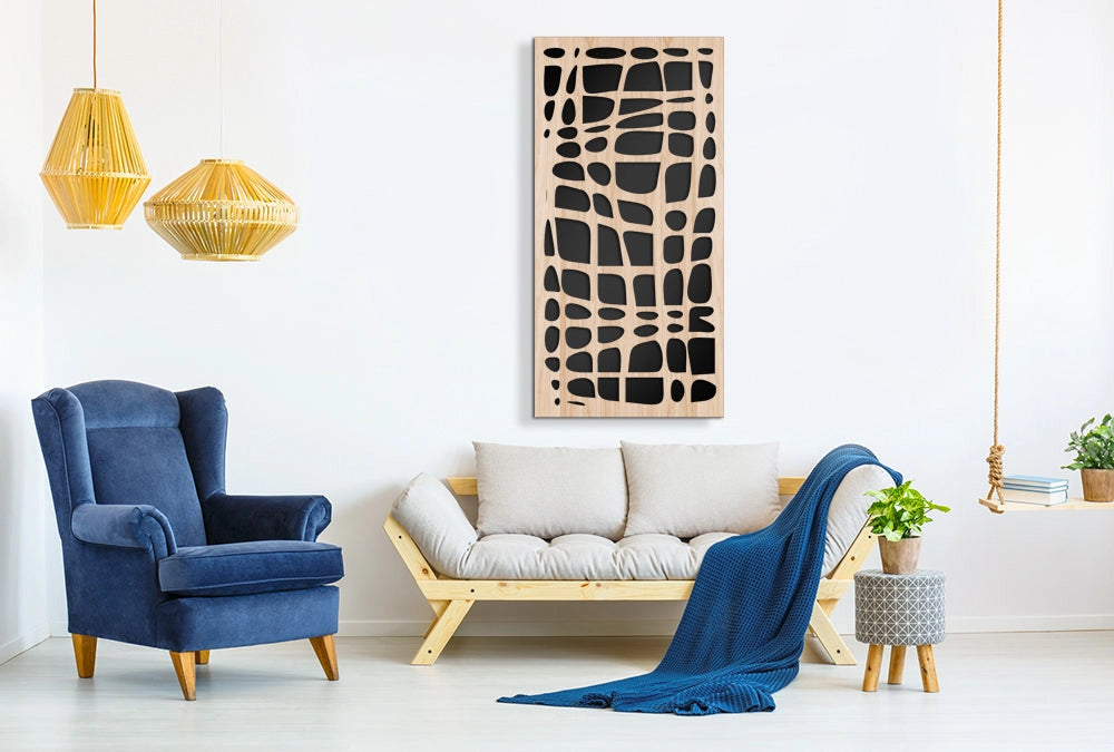 ABSTRACT - Quadro arredo LASERCUT composito Legno e PVC Misura: 50x100 cm