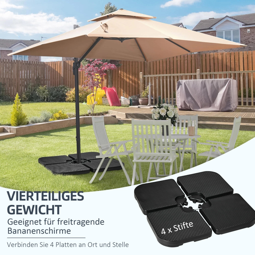 Base per ombrellone 4 pezzi riempibile ¨C zephmum ¨C Nero 100x100x8 cm