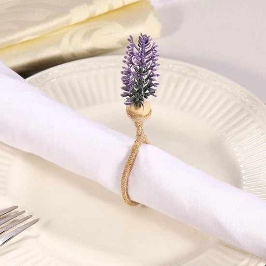Set di anelli per tovaglioli 6 pezzi - Decorazione da tavola - Tovaglioli di cotone - Anelli per tovaglioli in legno - Tovaglioli invernali - Accessori da tavola in tessuto resistente