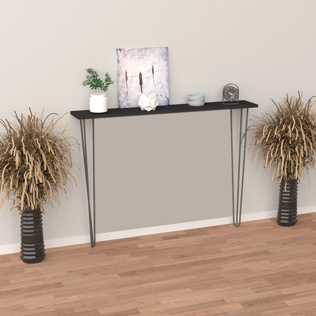 Consolle da Muro Kokemäki con Gambe a Forcina Nero 82 x 80 x 18 cm [en.casa]