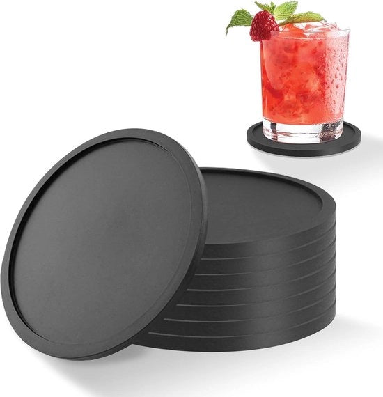 Sostegni in vetro - Silicone - 8 pezzi - Nero - Design a forma rotonda