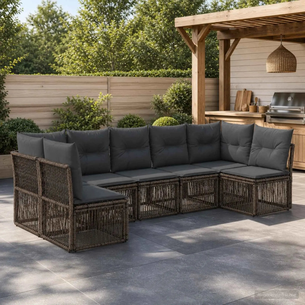 Set Divano da Giardino 7 pz Grigio polyrattan 3434165