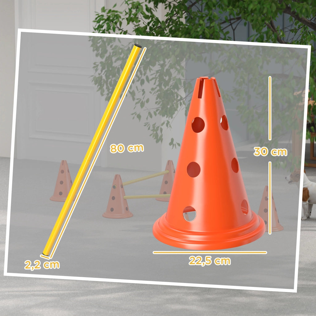 Set Agility per Cani 3 Pezzi ¨C Xylo ¨C con 6 Coni 3 Ostacoli e Borsa