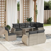 Set Divano da Giardino 9pz con Cuscini Grigio Chiaro Polyrattan 3268672