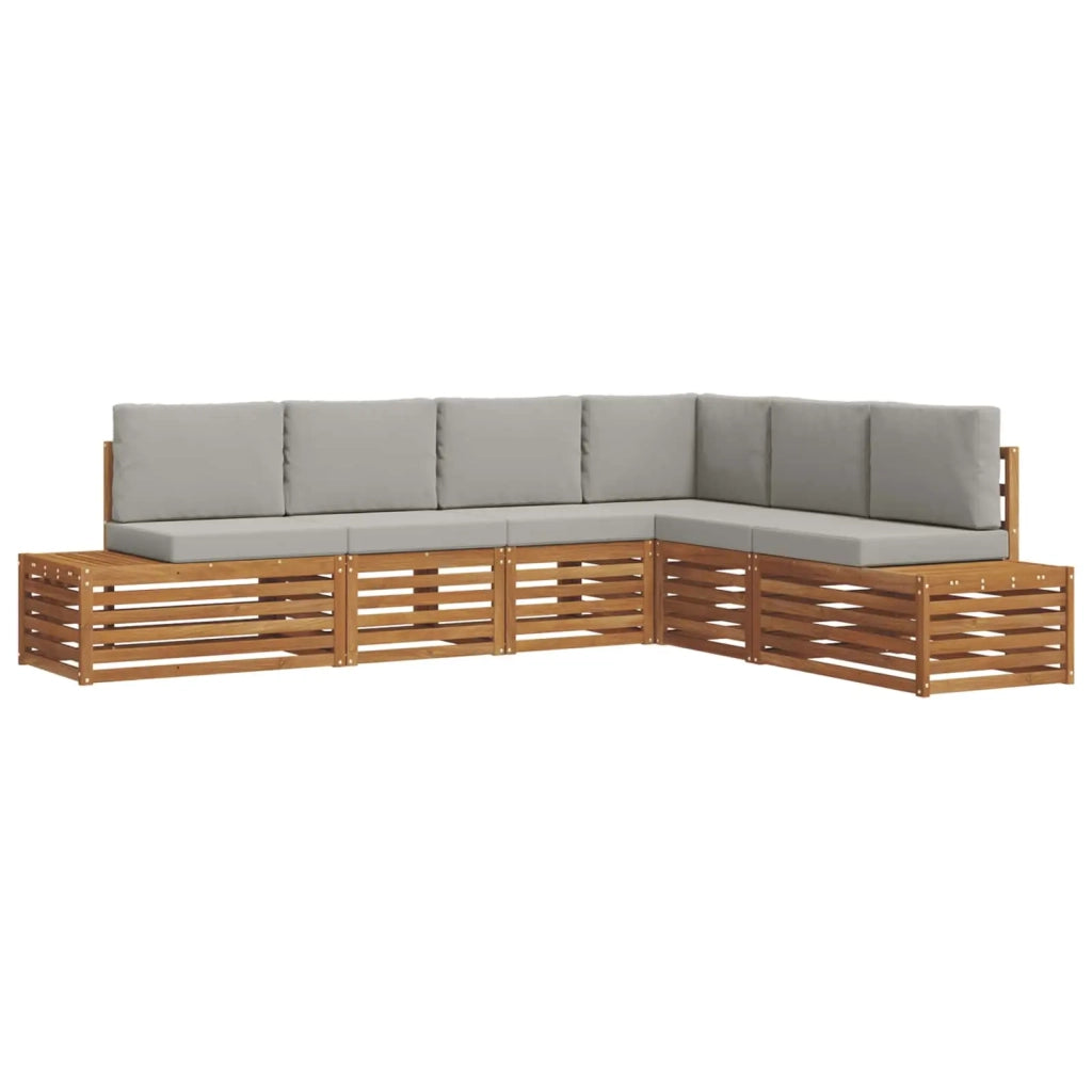 Set di divani da esterno 6 Pezzo Grigio Naturale e Chiaro 3375451
