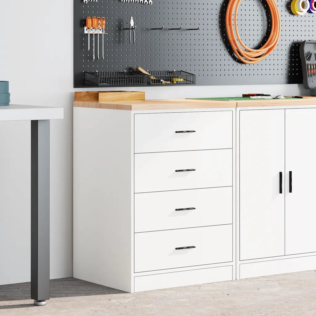 Armadietto da Garage Bianco 60x51x85 cm Legno Massello di Pino 860598