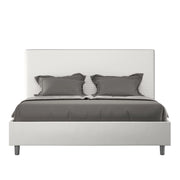 BS COM Letto matrimoniale con rete imbottito 160x210 similpelle bianco