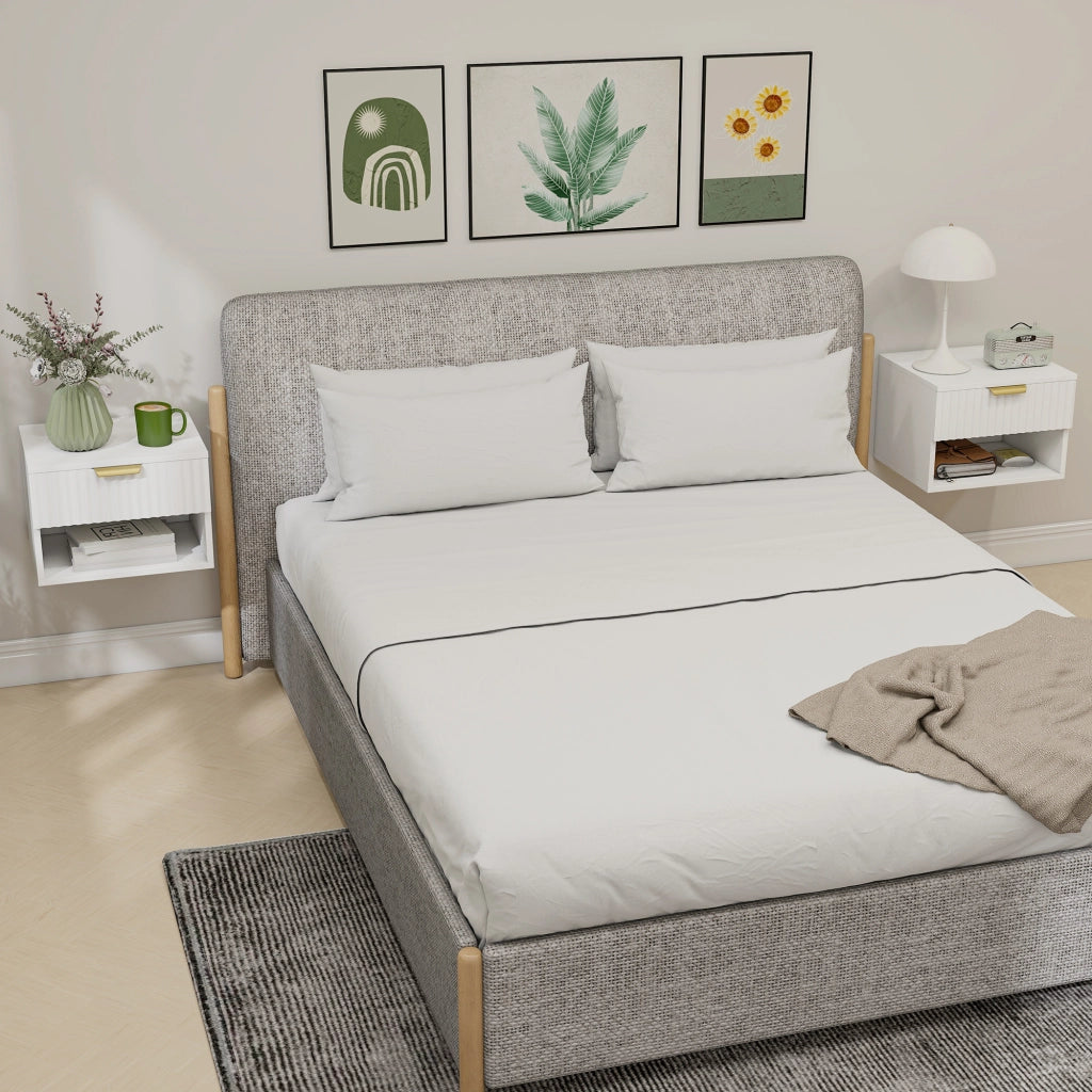Comodini sospesi ¨C Minimal ¨C 2 pezzi, bianco, 40x34x29cm