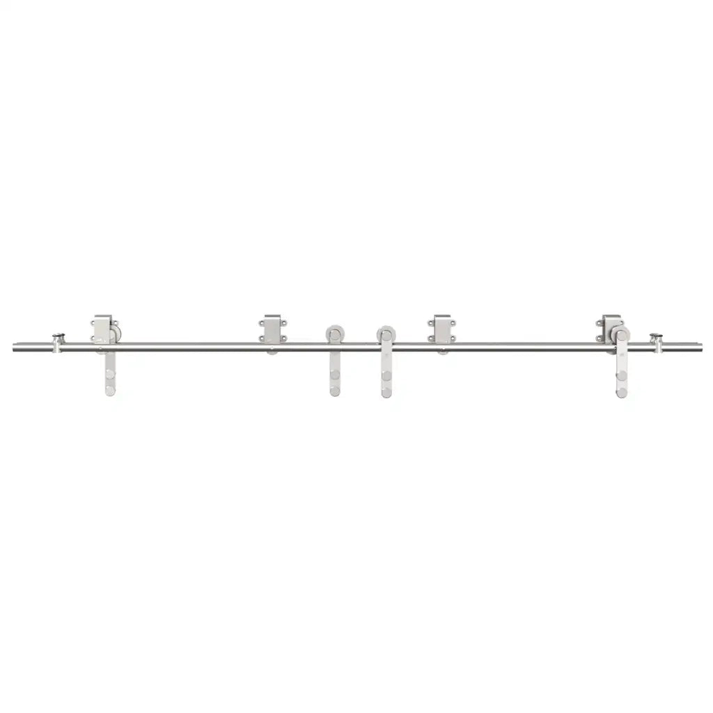 Kit Binari Porta Scorrevole 200 cm Acciaio Inossidabile Argento